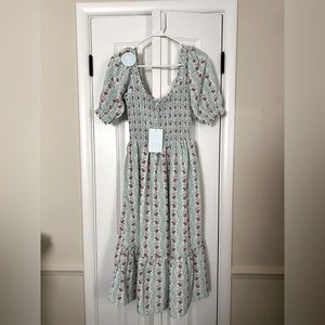 NWT XS Hill House Louisa Nap Dress trailing Vine Multi Poly Crepe